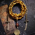 Buddha Stones 108 Mala Beads Natural Tiger Eye Copper Dorje Protection Tassel Bracelet Mala Bracelet BS 6mm Tiger Eye Nine Palaces Eight Diagrams Copper Dorje