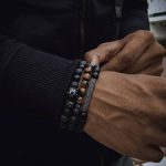 Buddha Stones 3Pcs Frosted Stone Lava Rock Tiger Eye Activate Bracelet Bracelet BS 4