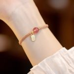 Buddha Stones Red Agate Jade Lotus Confidence Calm String Bracelet Bracelet BS 12