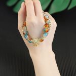 Buddha Stones Colorful Liuli Glass Bead Chinese Lock Charm Fortune Bracelet Bracelet BS 6