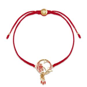 Buddha Stones Tibetan Handmade Lotus Koi Fish Lucky Red String Bracelet Bracelet BS main