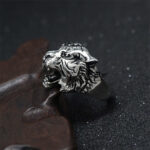 Buddha Stones Men's Animal Tiger Head Titanium Steel Balance Calm Punk Rock Biker Ring Ring BS 14