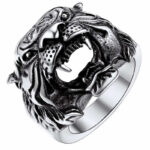 Buddha Stones Men's Animal Tiger Head Titanium Steel Balance Calm Punk Rock Biker Ring Ring BS 18