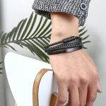 Buddha Stones Leather Multi-Layer Titanium Steel Balance Braided Magnetic Buckle Bracelet Bracelet BS 5