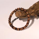 Buddha Stones Rosewood Auspicious Clouds Totem Fu Character Bamboo Pattern Warmth Bracelet Bracelet BS Bamboo(Wrist Circumference 14-16cm)
