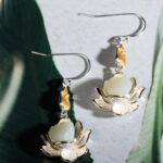 Buddha Stones White Jade Protection Harmony Drop Earrings Earrings BS 3