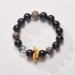 Buddha Stones Natural Silver Sheen Obsidian Dragon Green Phantom Protection Bracelet Bracelet BS 2