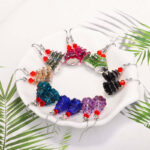 Buddha Stones Various Crystals Christmas Tree Amethyst Peace Healing Drop Earrings Earrings BS 1