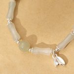 Buddha Stones 925 Sterling Silver Natural Tianshan Jade Bamboo Charm Luck Bracelet 3