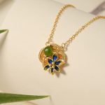 Buddha Stones 925 Sterling Silver Four Leaf Clover Flower Hetian Cyan Jade Pearl Healing Necklace Pendant Bracelet Earrings Set Bracelet Necklaces & Pendants BS 4