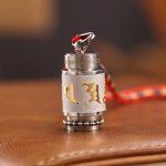 Buddha Stones Tibet Om Mani Padme Hum Shurangama Mantra Titanium Steel Wisdom Amulet Necklace Pendant Necklaces & Pendants BS 1.4*2.4cm Silver Colorful String