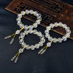 Buddha Stones Tibet White Crystal Half Demon Half Buddha Heart Sutra Lotus Healing Bracelet Bracelet BS 1