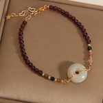 Buddha Stones Garnet Jade Bead Peace Buckle Protection Bracelet Bracelet BS 6
