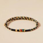 Buddha Stones Handcrafted Koi Fish Wealth Prosperity Braided Rope Bracelet Bracelet BS Black Colorful(Wrist Circumference 14-17.5cm) Golden Bead