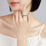 Buddha Stones Natural Jade Bamboo Prosperity Abundance Ring Ring BS 4