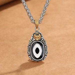 Buddha Stones Tibet Dzi Bead Garuda Pattern Copper Metal Wealth Necklace Pendant Necklaces & Pendants BS Copper