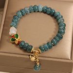 Buddha Stones Jade White Agate Butterfly Abacus Beads Abundance Bracelet Bracelet BS 4