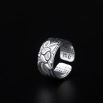 Buddha Stones Tibetan Lotus White Copper Enlightenment Ring Rings BS 3