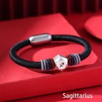 Buddha Stones 999 Sterling Silver 12 Constellations of the Zodiac Blessing Handmade String Bracelet Bracelet BS Sagittarius