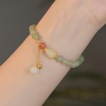 Buddha Stones 925 Sterling Silver Hetian Jade Gourd Lotus Abundance Luck Bracelet Bracelet BS 4