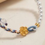 Buddha Stones 925 Sterling Silver Peach Blossom Pearl Chalcedony Healing Rope Bracelet 4