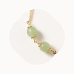Buddha Stones 14K Gold Plated Hetian Jade Golden Rose Flower Luck Chain Bracelet Bracelet BS 7
