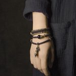 Buddha Stones Ebony Wood Dzi Bead Copper Peace Couple Bracelet Necklace Pendant Bracelet Necklaces & Pendants BS 3