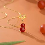 Buddha Stones 925 Sterling Silver Red Agate Gourd Auspicious Clouds Confidence Bracelet Necklace Pendant Earrings Set Bracelet Necklaces & Pendants BS Necklace
