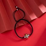 Buddha Stones God of Wealth Handmade Thread Luck Strength Braid Bracelet Bracelet BS Black Rope(Bracelet Size 14-24cm)