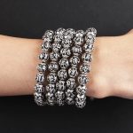 Buddha Stones Tibetan Om Mani Padme Hum Carved Alloy Beads Amulet Bracelet Bracelet BS 18