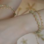 Buddha Stones 14K Gold Plated 2 Layers Hetian Jade Bead Luck Prosperity Bracelet Bracelet BS 12