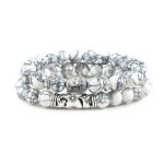 Buddha Stones 2Pcs Natural Crystal Agate Buddha Protection Bracelet Bracelet BS White Turquoise