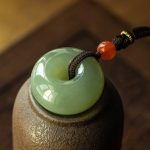 Buddha Stones Natural Round Jade Gray Jade Peace Buckle Luck Necklace Pendant Necklaces & Pendants BS 4