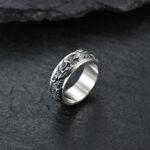Buddha Stones Dragon Titanium Steel Stimulation Rotatable Ring