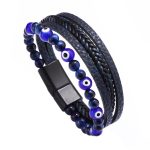 Buddha Stones Evil Eye Tiger Eye Protection Beaded Multilayered Braided Bracelet Bracelet BS 2