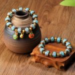 Buddha Stones Gold Swallowing Beast Family Charm Liuli Glass Bead Fortune Bracelet Bracelet BS 6