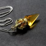 Buddha Stones Tibetan Dorje Vajra 4 Prong Lotus Liuli Crystal Strength Necklace Pendant Necklaces & Pendants BS 5