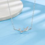 Buddha Stones Bamboo Leaf Design Copper Zircon Wealth Necklace Pendant Necklaces & Pendants BS 5
