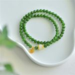 Buddha Stones Hetian Cyan Jade Happiness Blessing Bracelet Bracelet BS 3