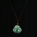Buddha Stones Laughing Buddha Jade Abundance String Necklace Pendant Necklaces & Pendants BS 6