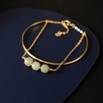 Buddha Stones Copper Plated Gold Hetian Jade Bead Luck Double Layer Bracelet Bangle Bracelet Bangle BS 2