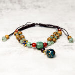Buddha Stones Wenge Wood Green Aventurine Balance Protection Anklet Anklet BS 4