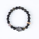 Buddha Stones Gold Sheen Obsidian Black Obsidian Silver Sheen Obsidian Cute Rabbit Protection Bracelet Bracelet BS 2