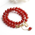 Buddha Stones Natural Red Agate Hetian Jade Fu Character Confidence Charm Bracelet (Extra 30% Off | USE CODE: FS30) Bracelet BS Red Agate Double Wrap Bracelet&Fu Character