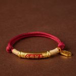 Buddha Stones 999 Sterling Silver Tibet Handmade Om Mani Padme Hum Fu Character TopRank Character Luck Braided Bracelet Bracelet BS Copper TopRank Character Red Rope(Wrist Circumference 15-19cm)