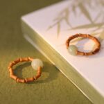 Buddha Stones Hetian Jade Beaded Bamboo Prosperity Luck Ring Ring BS 8