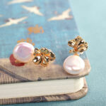 Buddha Stones 925 Sterling Silver Natural Baroque Pearl Flower Healing Drop Earrings 2