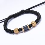 Buddha Stones 999 Sterling Silver Copper Coin Bead Copper Balance Braided String Bracelet Bracelet BS Gold Gray