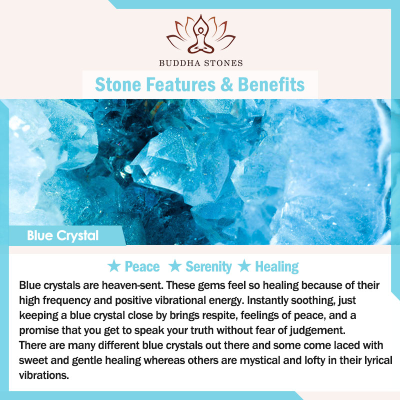 Buddha Stones Natural Blue Crystal Amethyst Chalcedony Flower Healing Bracelet Bracelet BS 1