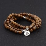 Buddha Stones Tibetan Lightning Strike Wood Bracelet Lotus Buddha Mala Mala Bracelet BS 3